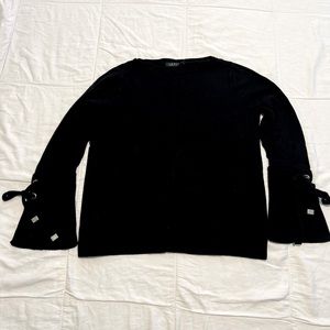 Ralph Lauren black sweater flare-sleeves with ties, women’s medium